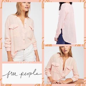 NWT MSRP $98 Free People Talk To Me Crinkled Frayed-Hemmed Top Women's Size XS